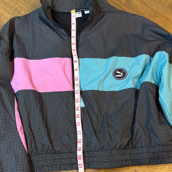 Puma Checkered Color-block Track Jacket with Pink and Blue Accents Y2K - Picture 6 of 8